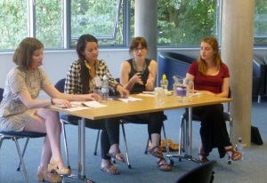 Hannah Boast, Amber Murrey, and Treasa De Loughry, with chair Hannah Kershaw.
